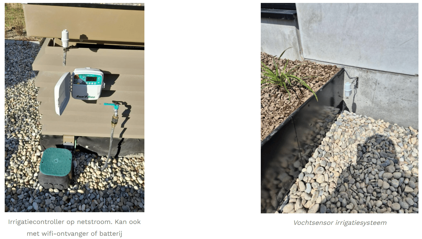 EMC Greenroofs - Blog irrigatie op groendak goede investering of niet - Voorbeeld irrigatiecontroller op netstroom en vochtsensor irrigatiesysteem.png